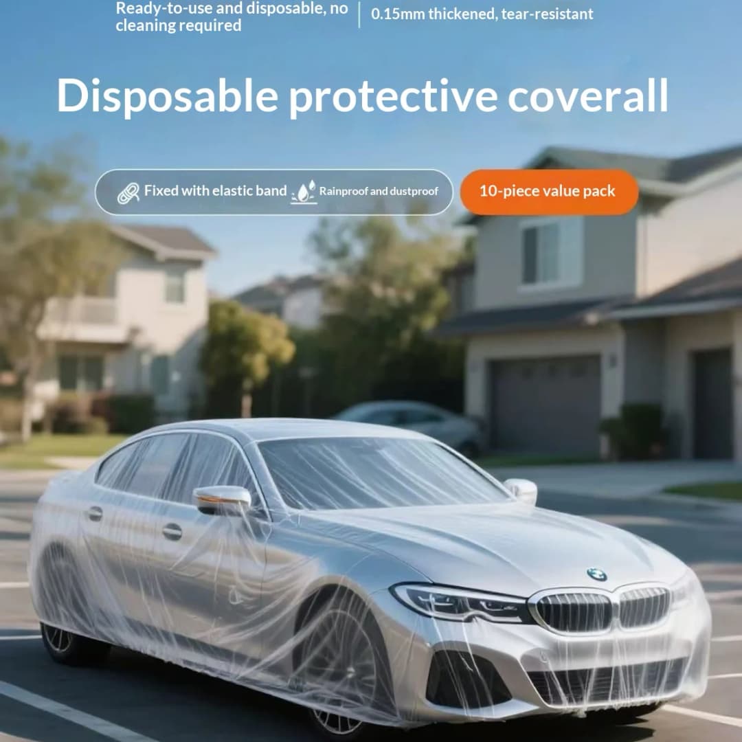 Disposable Transparent Universal Car Cover, PEVA Dustproof & Scratch-Free Auto Protector for Indoor Vehicle Exterior Protection