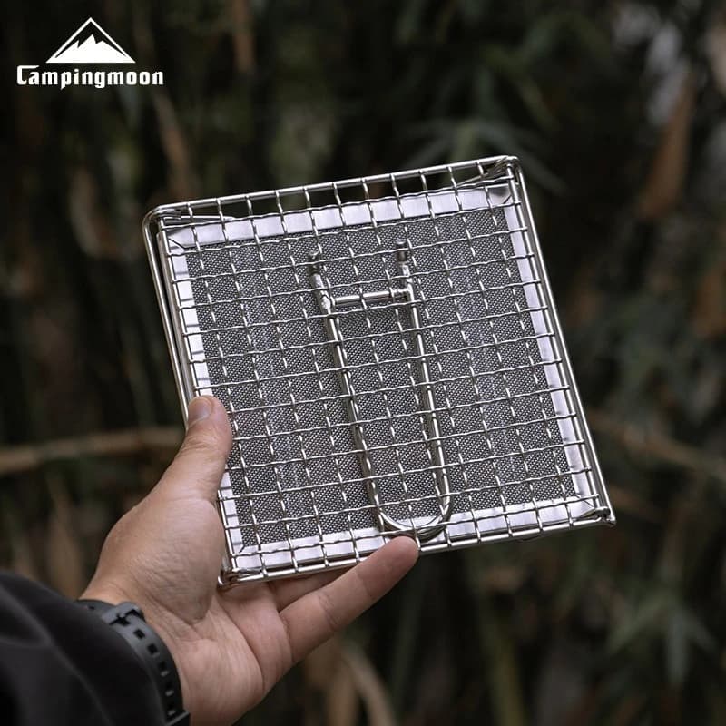 CAMPINGMOON Outdoor Camping 304 Stainless Steel Folding Toast Grill Net Uniform Baking Card style Gas Stove Grill Net - 4