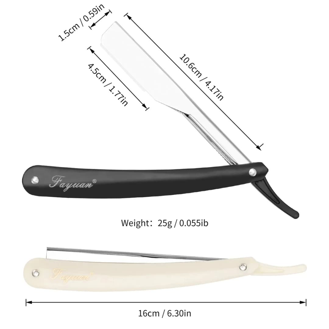 Salon Barber Knife Men's Hair Shaver Manual Straight Edge Stainless Steel Sharp Cutter Holder Folding Shaving Beard Supplies - 5