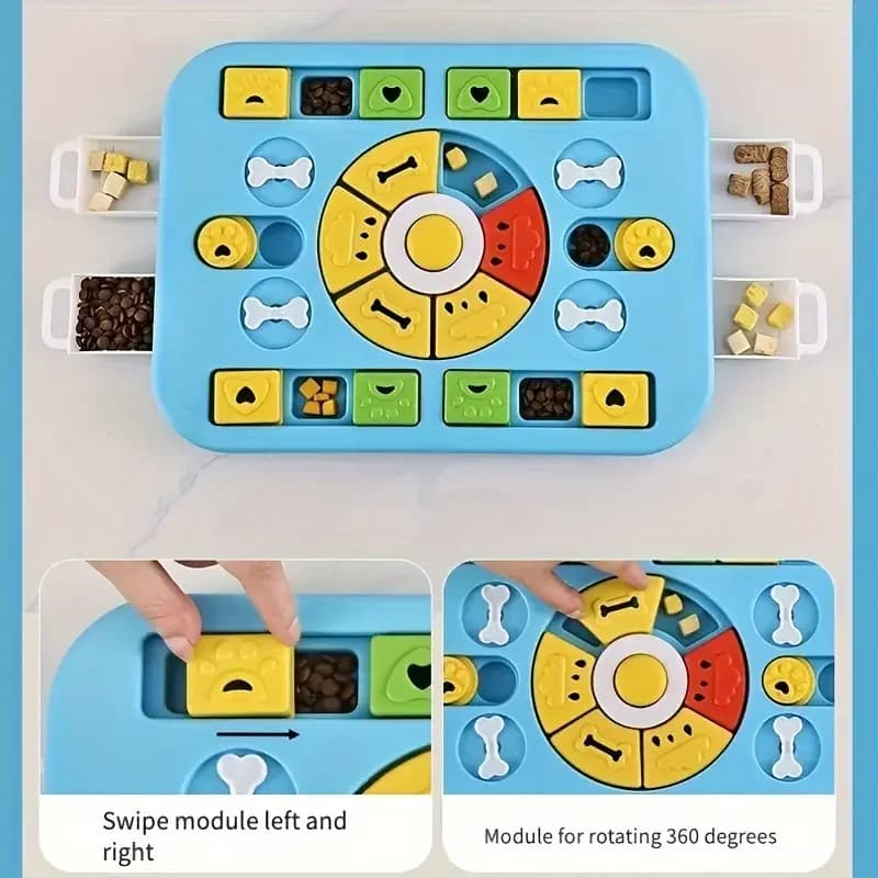 ألعاب وعاء طعام بطيء للحيوانات الأليفة كلاب وقطط صندوق طعام متعدد الوظائف وعاء تغذية ألغاز للحيوانات الأليفة مناسب للحيوانات الصغيرة والمتوسطة - 3