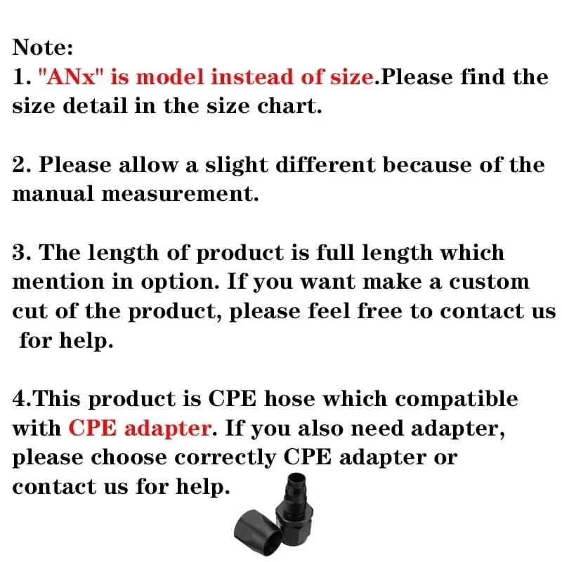 خرطوم وقود 0.5M/1M/1.5M/2M، 4AN إلى 12AN، أنبوب مبرد زيت وغاز من النايلون والفولاذ المقاوم للصدأ المنسوج مع مطاط CPE داخلي - 2