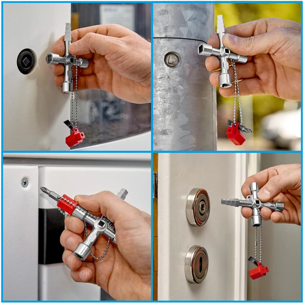 4in1 Silver Key Wrench Electrical Elevator Control Cabinet Valve Inner Triangle Quadrangle Screwdriver Tool Set - 5
