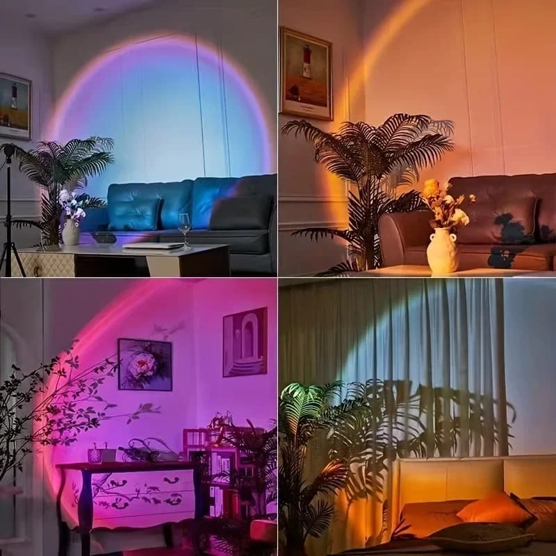 USB LED projector night light RGB sunset atmosphere night light, with remote control, used for room decoration photography - 6