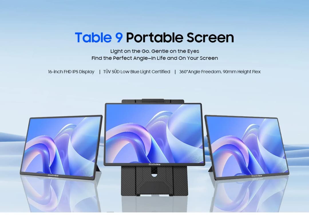 Blackview Table 9 16” 120HZ Large Portable Monitor 1200P 100% SRGB Gaming Laptop Display External Second Screen For PC Phone