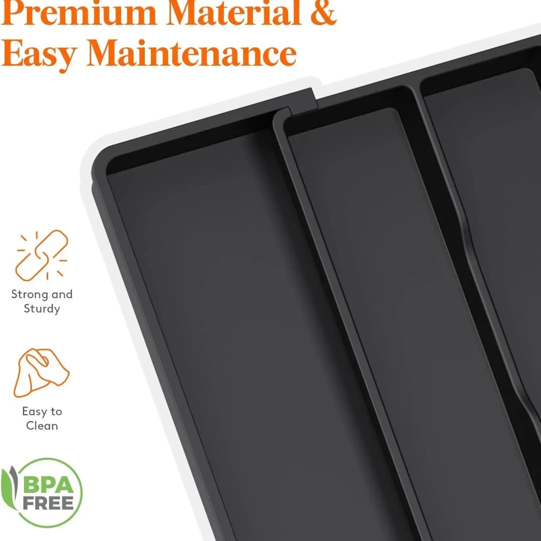 Kitchen Silverware Drawer Organizer Expandable Utensil Tray Adjustable for Spoons Forks Knives Flatware and Cutlery Organizer - 3