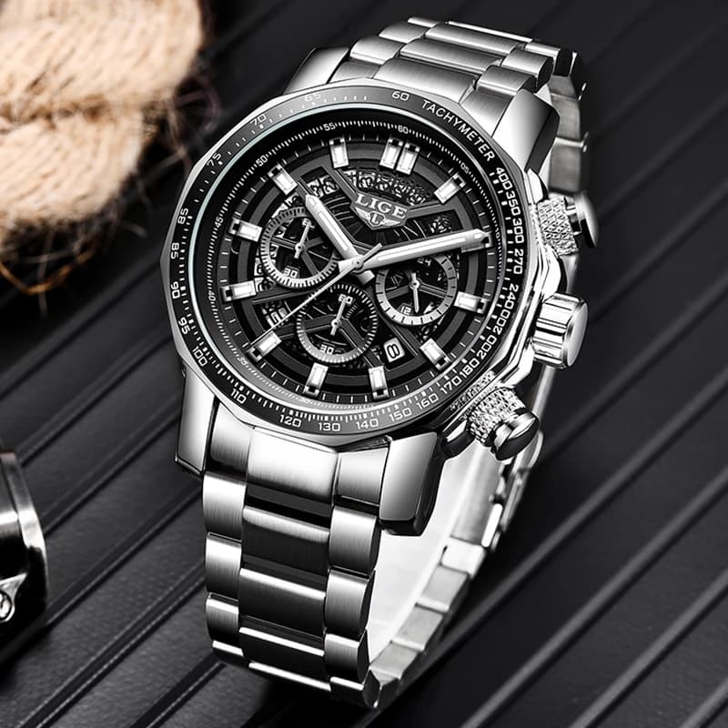 LIGE Sport Watches For Men Fashion Military Waterproof Chronograph Top Brand Luxury Luminous Quartz Wristwatch Men Reloj Hombre - 4