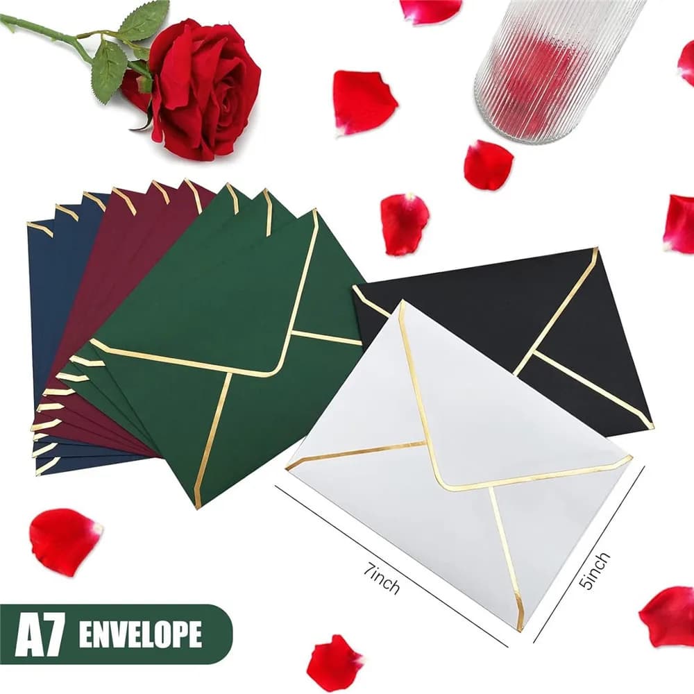 20 قطعة أظرف ورقية A7 لأظرف بطاقات الهدايا وحفلات الزفاف للدعوات والقرطاسية وبطاقات عيد الميلاد وتغليف الصور وكيس الأظرف - 4