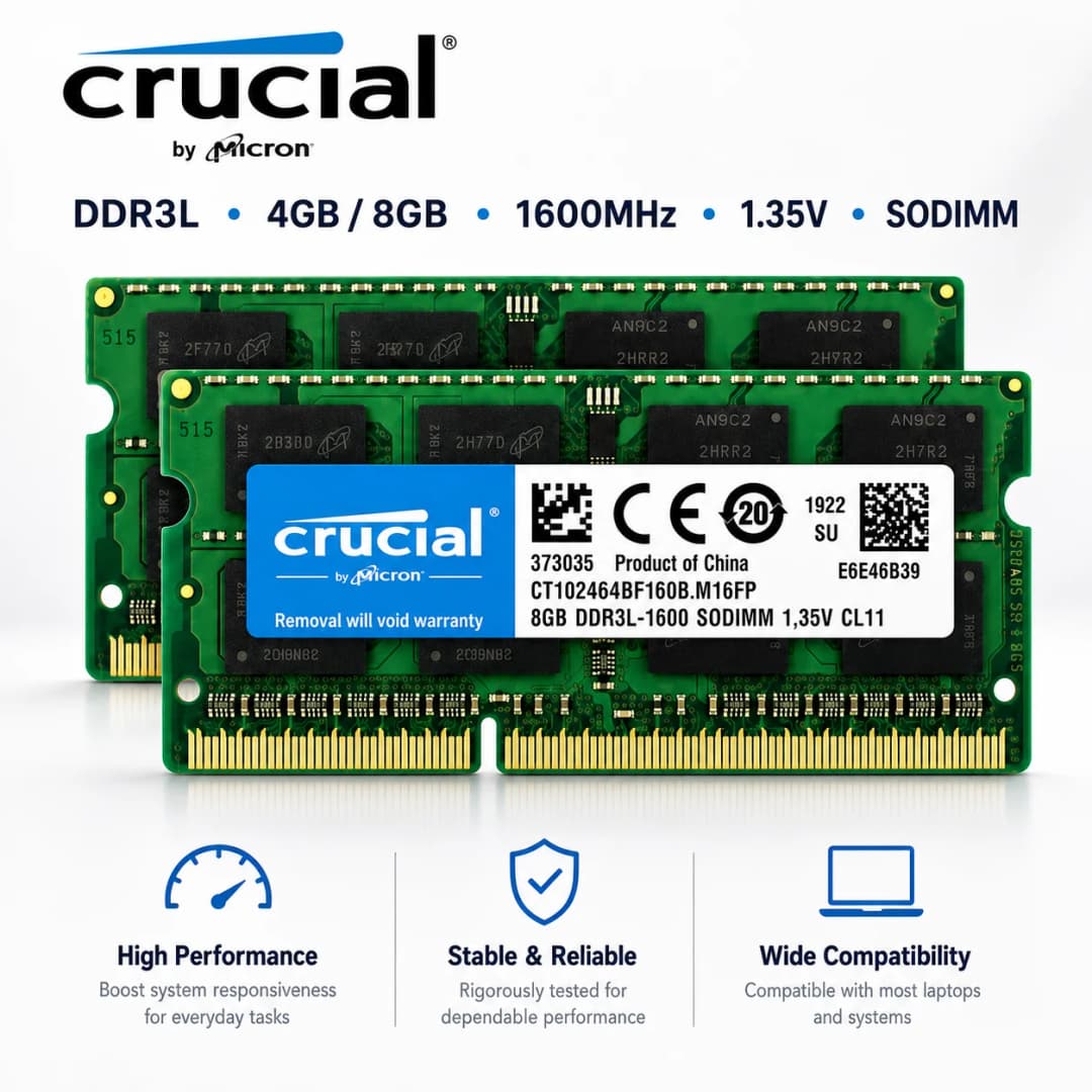 Crucial Ram Memory DDR3L 4GB 8GB 1333MHz 1600MHz PC3L 10600S 12800S 204Pin 1.35V SODIMM for Laptop Notebook Memoria RAM DDR3