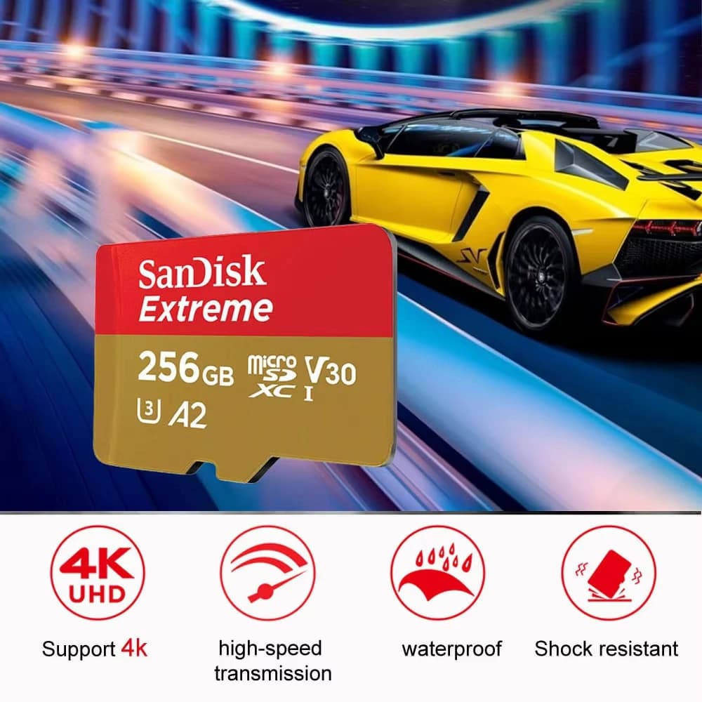 بطاقة ذاكرة Sandisk TF SD Micro جديدة طراز 2026، سعة 256 جيجابايت، فئة A2، مناسبة للكمبيوتر، متاحة للشحن المباشر - 5