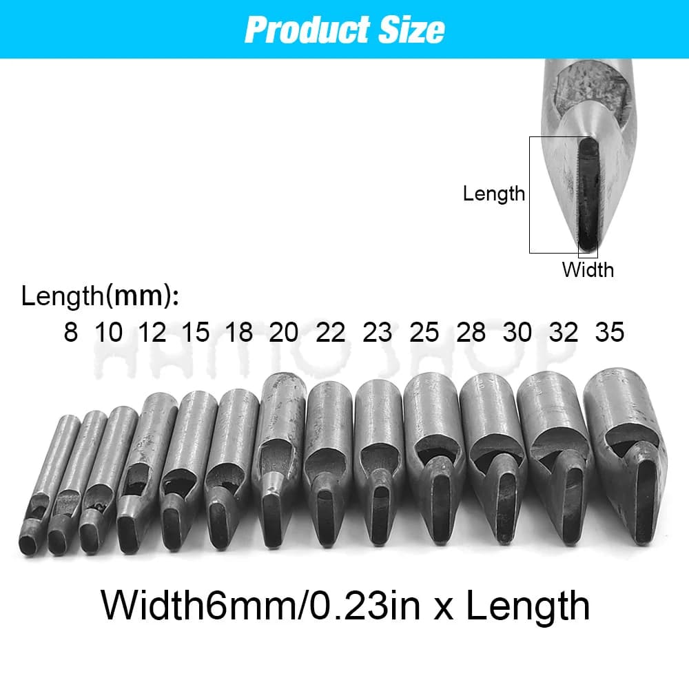 1pc 2mm-6mm Width Leather Oval Shape Hole Punch Steel Craft Hollow Hole Punch Leather Tools Leather Belt Hole Punch DIY Tools - 6