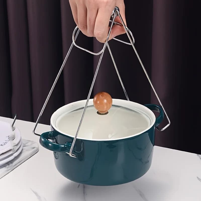 قطعة واحدة ملقط صينية تقديم من الفولاذ المقاوم للصدأ حامل أطباق حامل قدر حساء أداة مطبخ للطعام المطهو على البخار آمنة ومقاومة للحرارة - 2