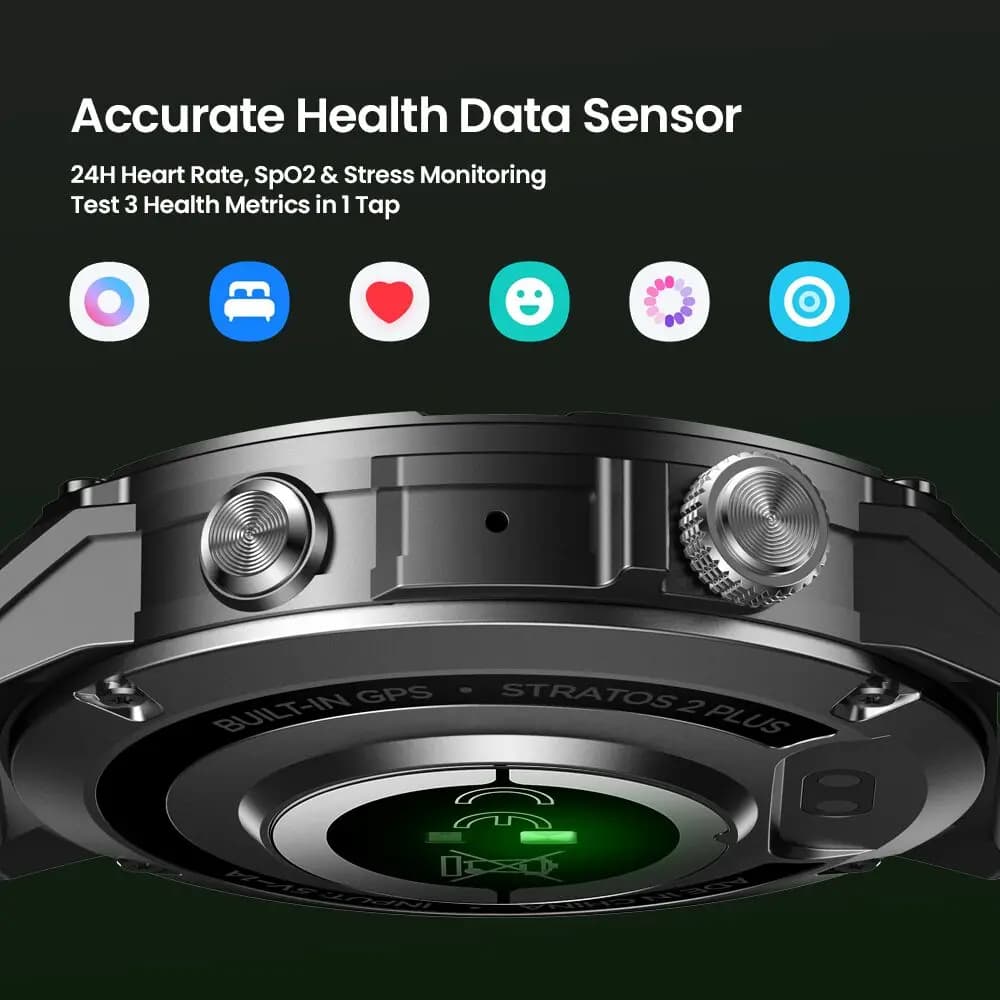 ساعة زيبليز ستراتوس 2 بلس الذكية الرياضية مزودة بنظام تحديد المواقع العالمي (GPS) وبوصلة مدمجة ومقياس ارتفاع بارومتري وشاشة AMOLED مقاس 1.43 بوصة ومكالمات صوتية - 5