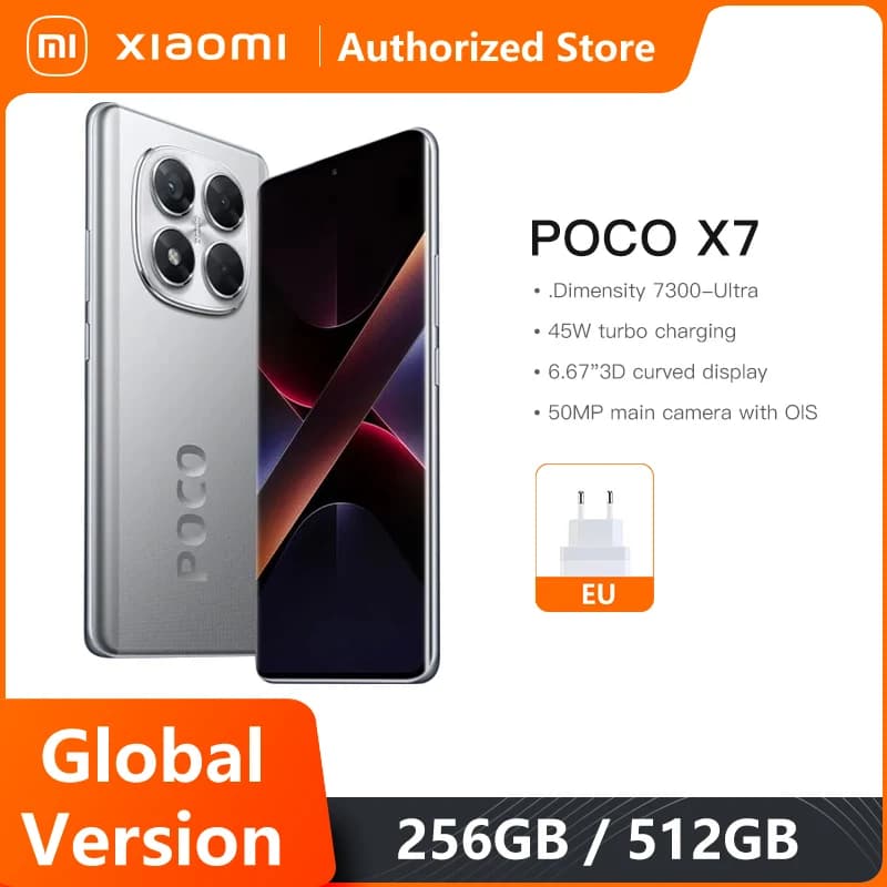 هاتف POCO X7 نسخة عالمية بشاشة منحنية 6.67 بوصة كريستال ريس 1.5K AMOLED وكاميرا رئيسية 50 ميجابكسل وشحن توربو 45 واط وNFC