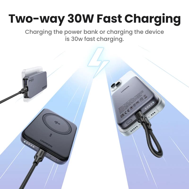 UGREEN Qi2 30W Magnetic Power Bank 10000mAh Portable PowerBank for Magsafe 15W Wireless Fast Charging for iPhone 17 16 Pro Max - 3