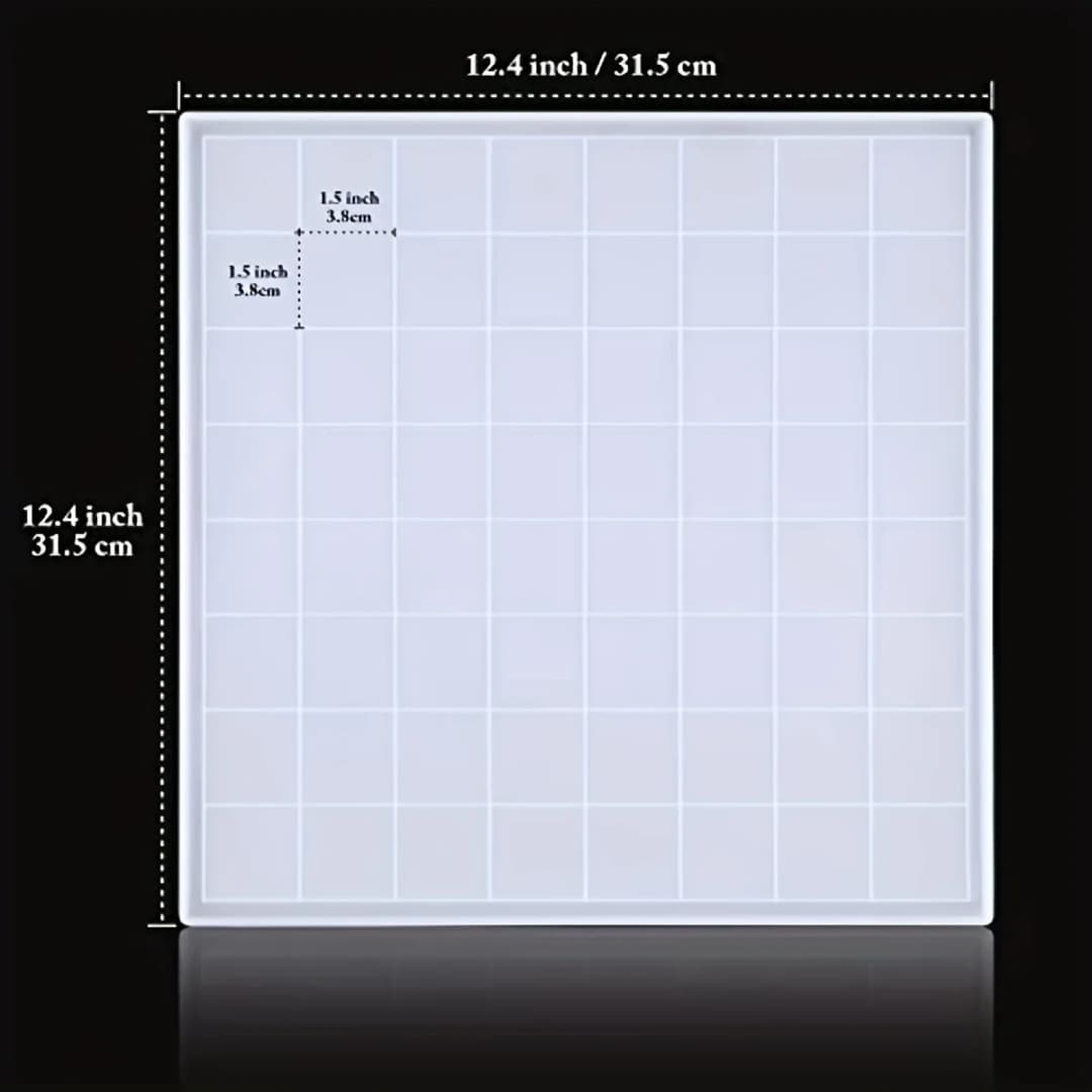 قالب شطرنج لصب الراتنج، لوح 12.4 بوصة من السيليكون الناعم لصنع الحرف اليدوية ثلاثية الأبعاد - 2