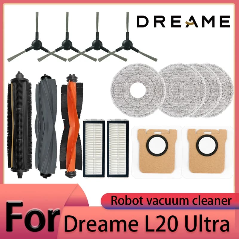 Dreame L20 Ultra  Robot Vacuum Cleaner Accessories Main Brush Side Brush HEPA Filter Mop Cloths Dust Bag Spare Par