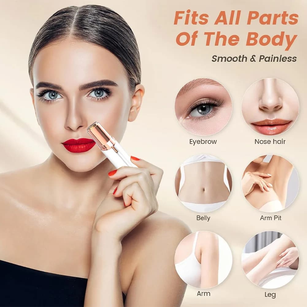 Face Shaver and Eyebrow Trimmer Rechargeable Lips Body Facial Hair Remover Women Electric Portable Waterproof 3D-Floating Blade - 2