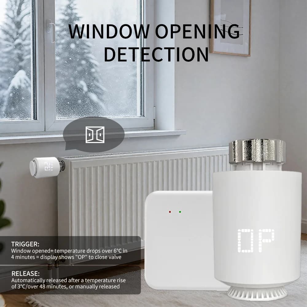 تيا سمارت زيجبي 3.0 صمام مشغل الرادياتير TRV صمام الرادياتير الحراري جهاز التحكم في درجة الحرارة يدعم أليكسا جوجل هوم - 3