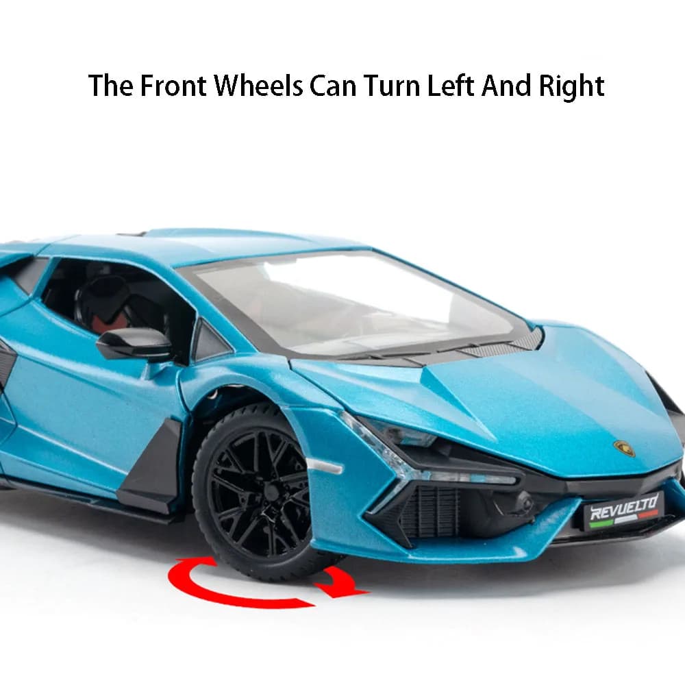 1:24 REVUELTO Alloy Diecast Model Car Toys Sports Cars 4 Doors Opened Pull Back Sound Light Racing Vehicle Festival Gift for Boy - 3