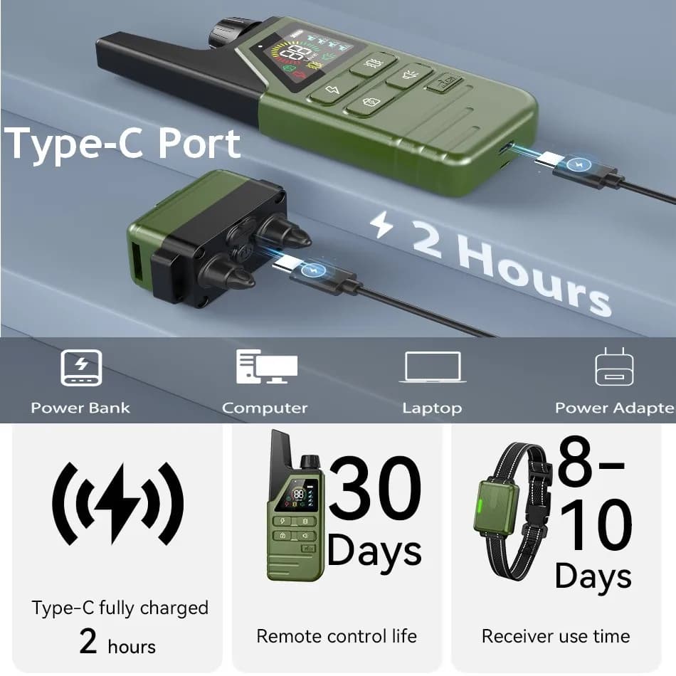 Electric Dog Training Collar 300M Remote Control Pet Puppy Dog Bark Stop Collar IPX7 Waterproof Rechargeable Anti Barking Device - 5