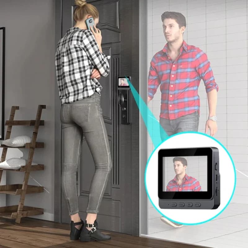 جرس باب لاسلكي مع إنتركوم، رؤية ليلية HD، شاشة 4.3 بوصة، مقاوم للماء، كاميرا مراقبة ذكية للمنزل - 4