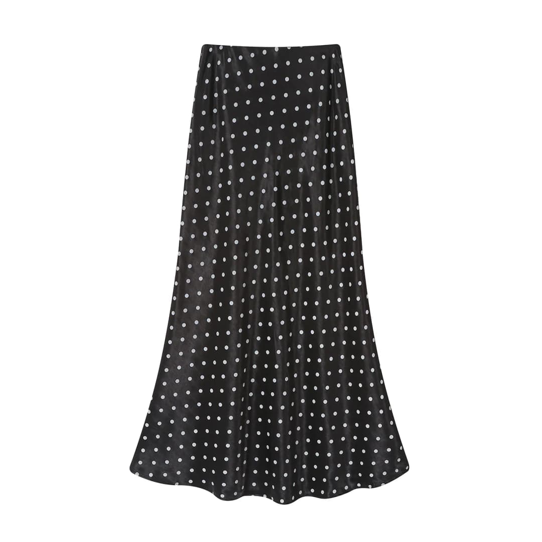 Seoulish Vintage Polka Dot Satin Mermaid Skirts for Women 2026 New Spring Summer High Waist Casual Mid Length Women's Skirts - 6