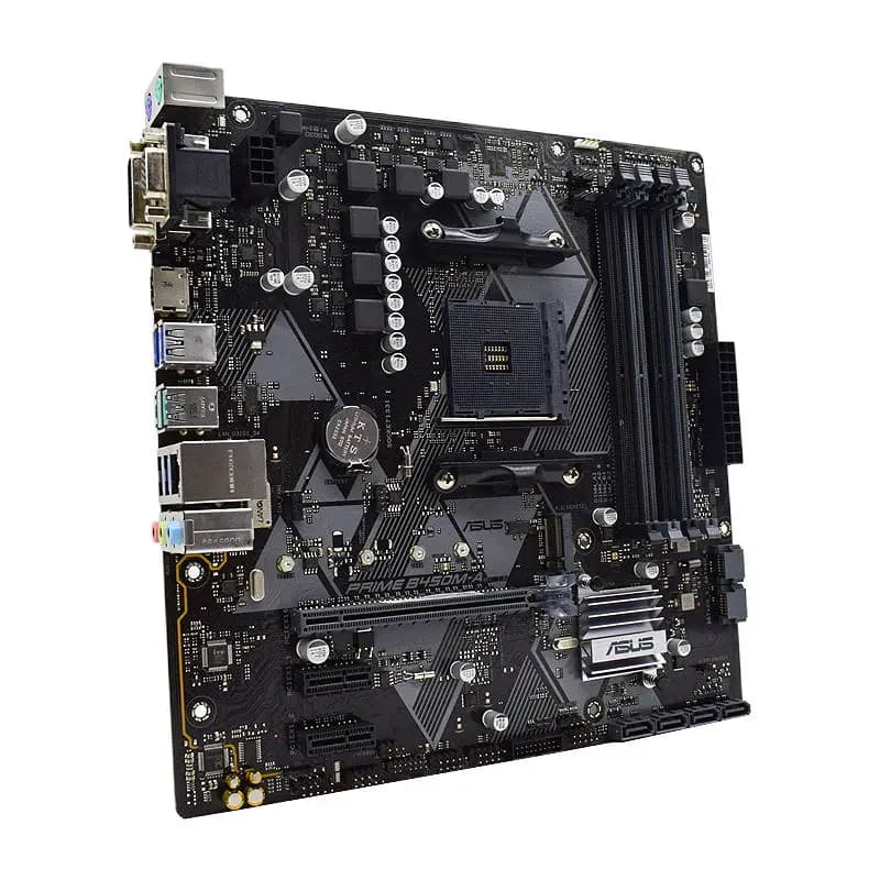 لوحة أم Asus PRIME B450M-A بمقبس AM4 وذاكرة DDR4 تدعم معالجات Ryzen 5 5600 و5700 و4300G - 4
