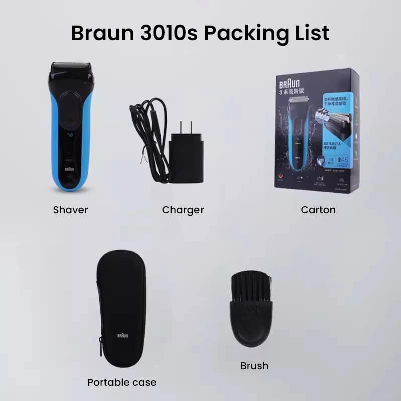 ماكينة حلاقة كهربائية Braun 3010S للرجال قابلة للشحن بثلاث شفرات عائمة للحلاقة الجافة والرطبة بشفرات من الفولاذ المقاوم للصدأ - 5