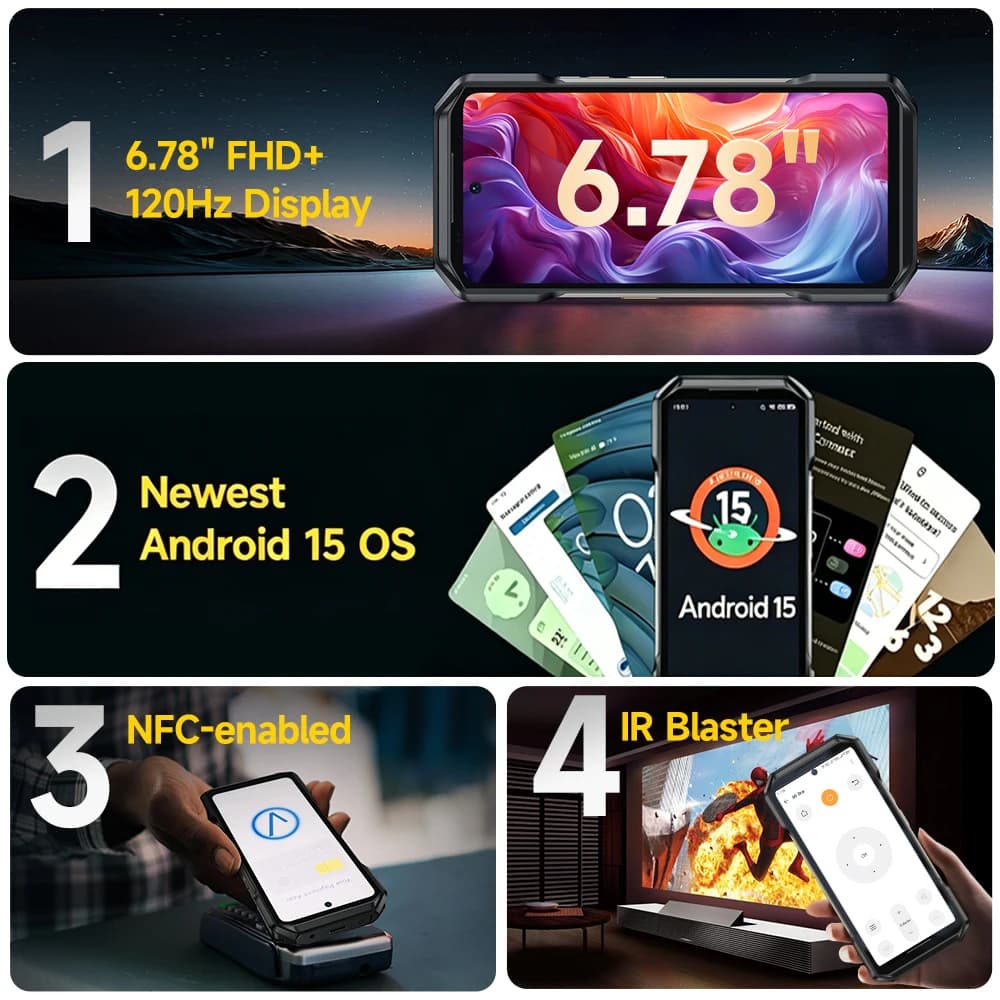 Ulefone Armor 27 4G Rugged Smartphone 64MP Night Vision+50MP+50MP 10600mAh 24GB+256GB  Android 15 6.78" 120Hz NFC Global Version - 5