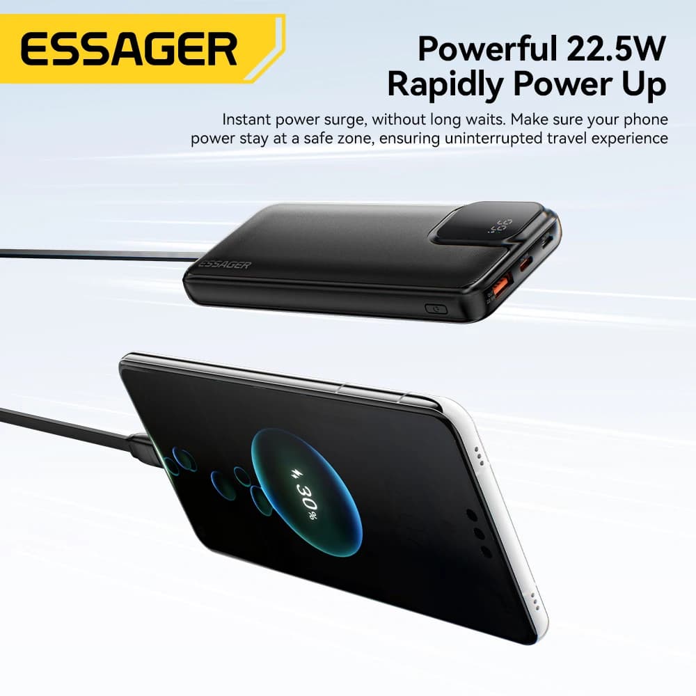 Essager 20000mAh Dual Cable Power Bank Fast Charging Portable Power Bank for iPhone 16 15 Pro Max Xiaomi PD 20W External Battery - 3
