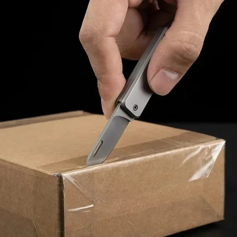 سكين منزلي صغير متعدد الوظائف من الفولاذ المقاوم للصدأ قابل للطي حاد للخارج مع سلسلة مفاتيح محمولة لتقطيع الفواكه وفتح الصناديق - 5