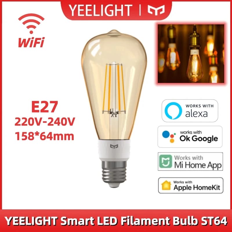 YEELIGHT Smart LED Filament Bulb ST64 WiFi Connected Warm White Voice Control Compatible For Homekit Alexa Google SmartThings