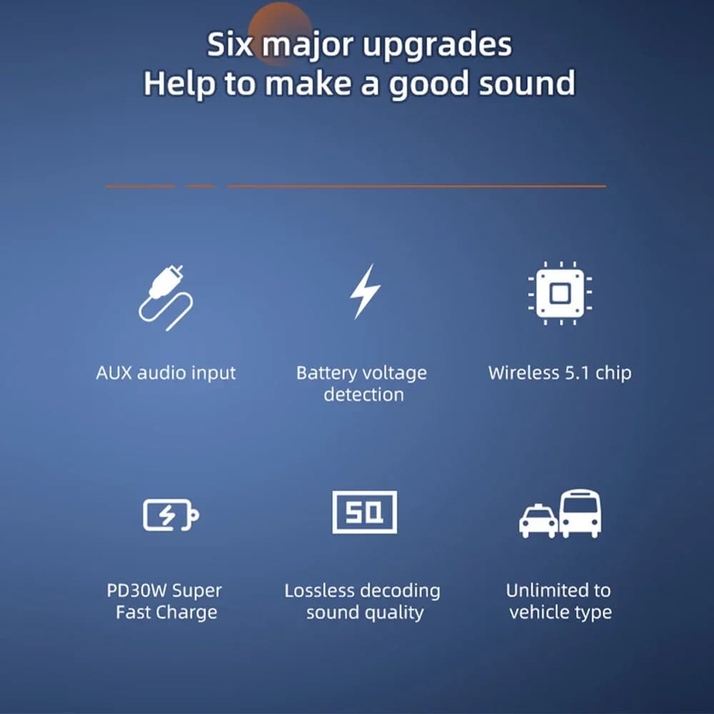 مستقبل بلوتوث للسيارة مشغل MP3 مع ولاعة سجائر وشاحن، مزود بمنفذي USB-A وUSB-C للشحن السريع وشاشة LED وإرسال FM - 2