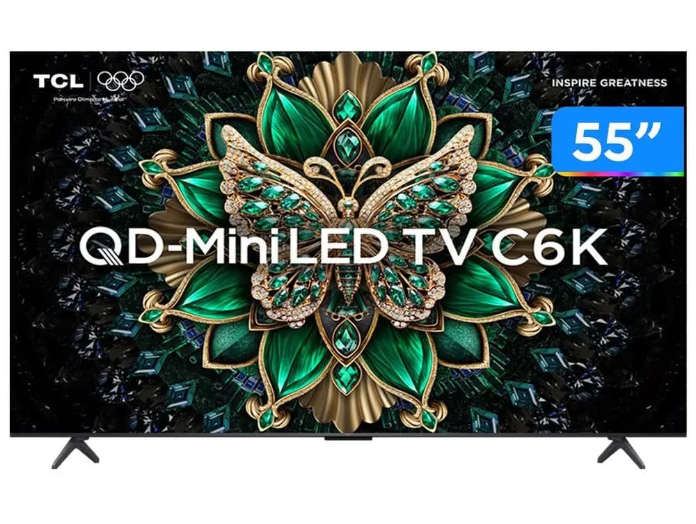 تلفزيون ذكي 55 بوصة TCL 4K UHD MiniLED 55C6K 120Hz Google TV AiPQ مساعد جوجل 4 HDMI 2 USB