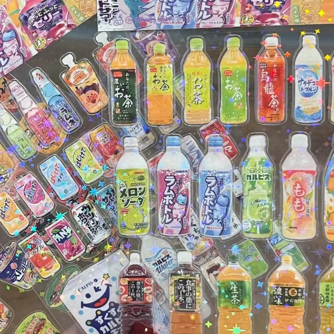 6 قطع ملصقات براقة Y2K DIY ملصقات ديكور يوميات سكرابوكينغ للهاتف كاواي ملصقات PET شفافة هدية - 6