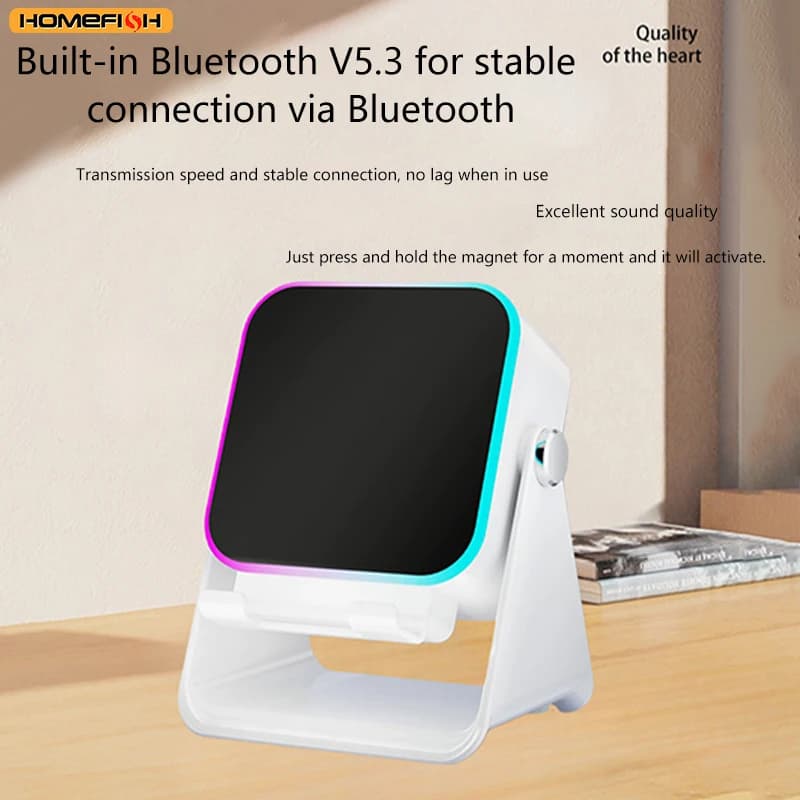NEW 5 In 1 Auto-induction Wireless Induction Speaker 8 Mode RGB Light Phone Stand Surround Sound Portable Bluetooth Phone Holder - 2