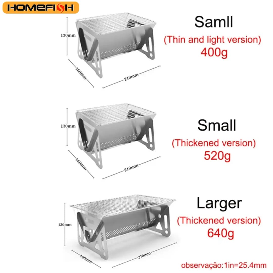 Barbecue Grill Heating Stores Multi-Function Camping BBQ Grill Rack Net Firewood Stove Stainless Steel BBQ Grill - 3