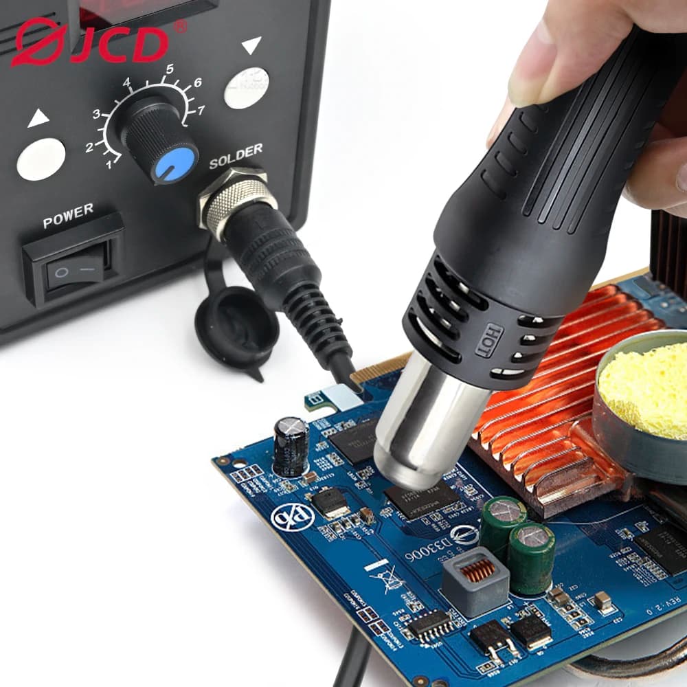 مسدس هواء ساخن JCD 858D 700W محطة لحام BGA إعادة عمل محطة مسدس هواء ساخن 220V / 110V لأدوات لحام وإصلاح SMD SMT - 5
