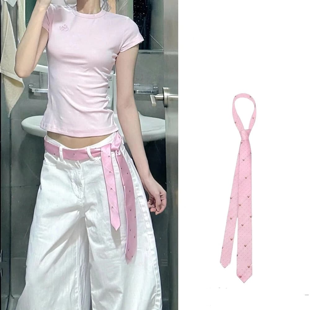 Long Skinny Plaid Waist Belt With Jeans Necktie Scarf Decorative Accessory Personality Trendy Hairband Fashionable Accessory - 2