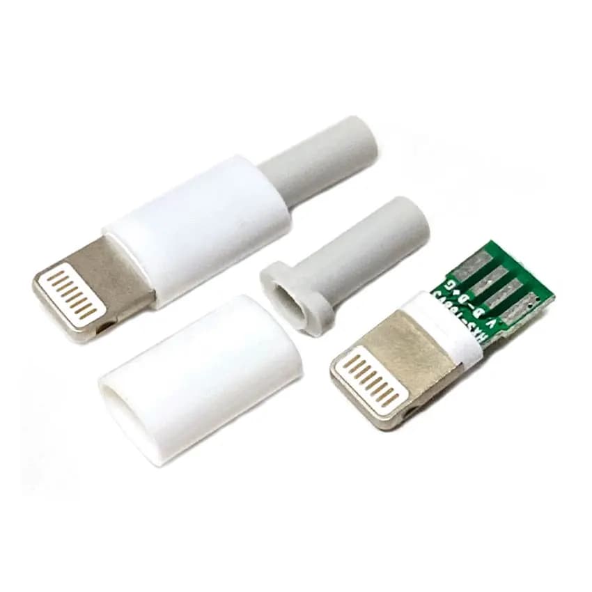 1Set Lightning Dock USB Male Plug With Chip Board Connector Fast Charging Port W/ Shell Soldering Line DIY Data Cable For Iphone - 5