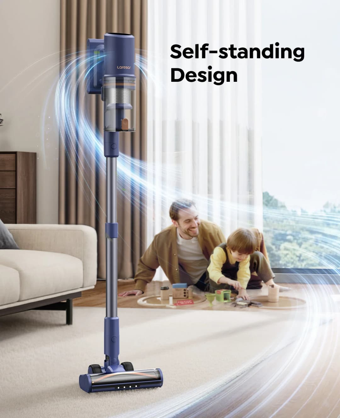 مكنسة كهربائية لاسلكية فائقة القوة Laresar V11 بقدرة 650 واط و75000 باسكال، ووقت تشغيل طويل يصل إلى 90 دقيقة، وبطارية قابلة للإزالة وشاشة ذكية - 6