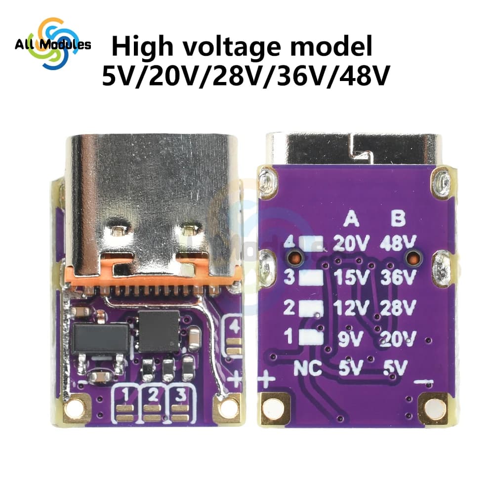 وحدة شحن سريع PD QC نوع-C وحدة تحفيز شحن سريع 5V-20V/20V-48V إخراج لبنك طاقة DIY - 3