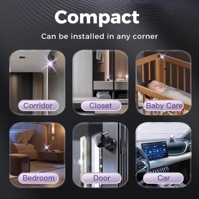 جديد مراقبة أمنية عالية الدقة 4K كاميرا صغيرة دوارة 360° واي فاي دون الحاجة إلى توصيل رؤية ليلية مراقبة منزلية ذكية - 4