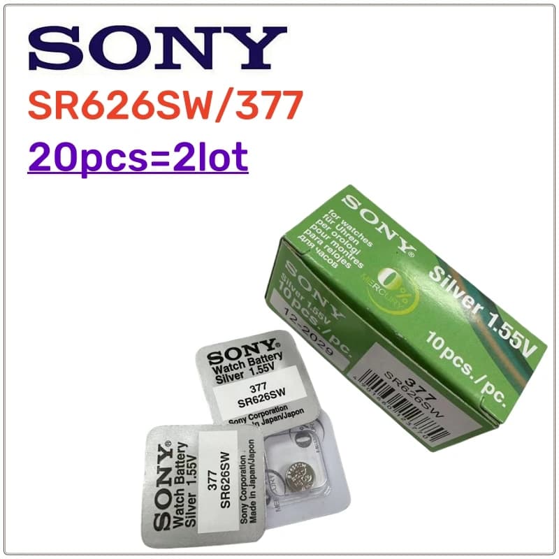 20 قطعة بطاريات أصلية من سوني 377 SR626SW LR626 AG4 1.55V بطارية قلوية LR66 377 377A لساعات الألعاب وسيارات التحكم عن بعد