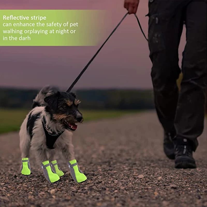 Pet Dog Shoes Breathable Waterproof Outdoor Walking Net Soft Summer Pet Shoes Night Safe Reflective Boots for Small Medium Dogs - 6