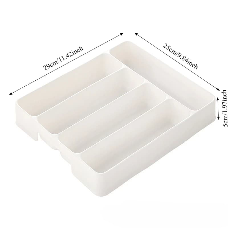 Kitchen Drawer Organizer Adjustable Divider Storage Box for Utensils Cutlery Knife Fork Spoon Chopsticks Cabinet Built In Tray - 4