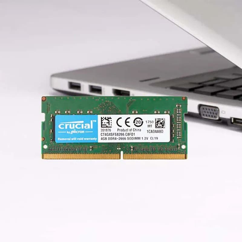 ذاكرة رام Crucial DDR4 للابتوب 8GB (2X4GB) بترددات 2133MHz و2400MHz و2666MHz نوع SODIMM متوافقة مع PC-17000 و19200 و21300 بجهد 1.2V - 4
