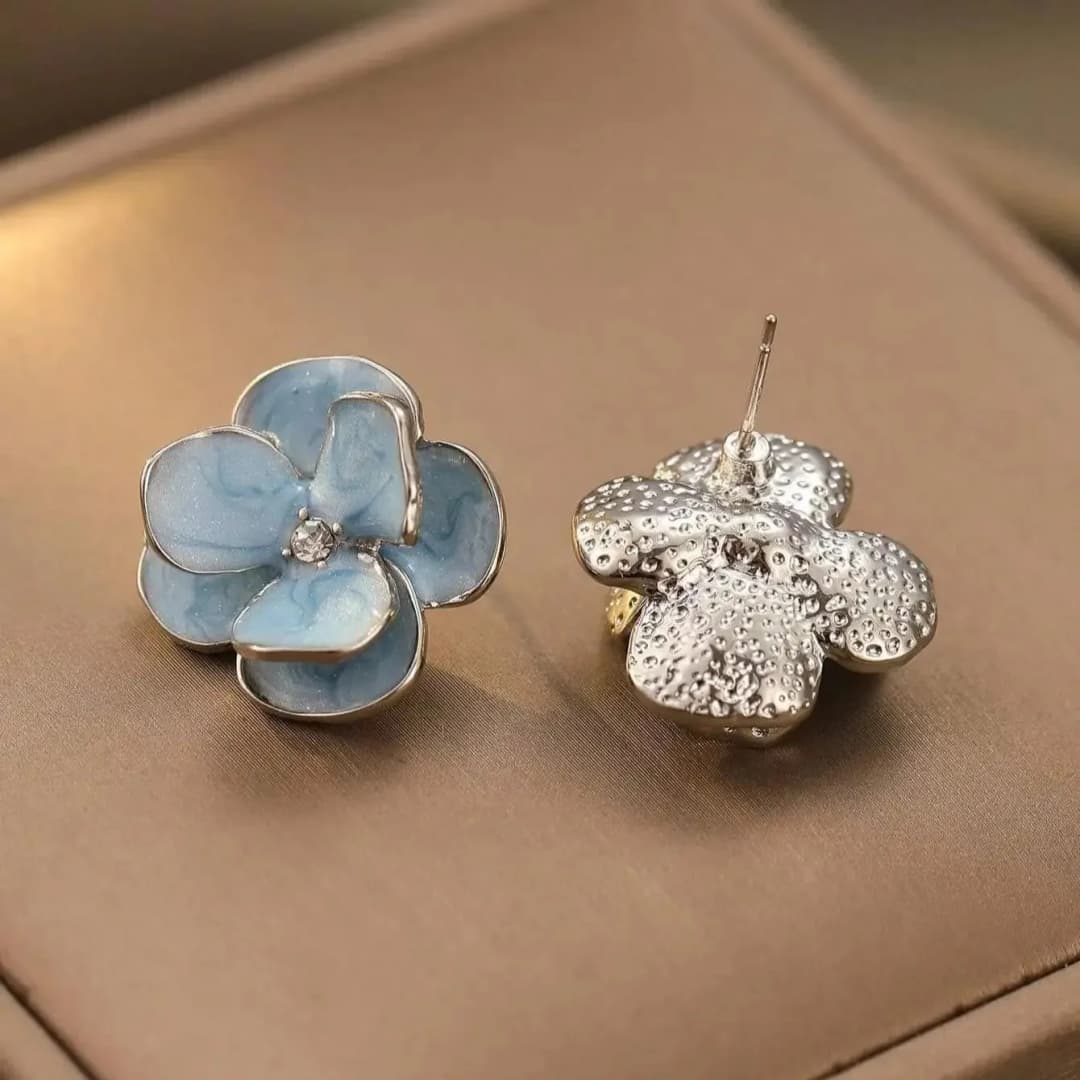 New Fashion Sweet Design Spring/Summer Blue Pink Enamel Flower Light Luxury High End Earrings Party Gifts for Women Jewelry - 2