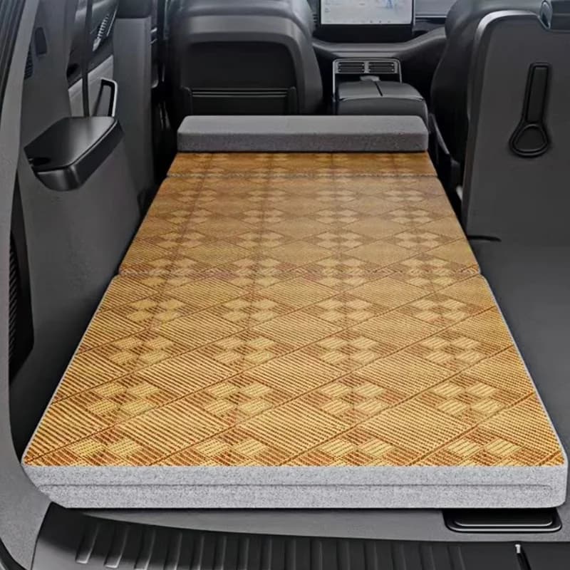 Portable Car Travel Bed Non Inflatable Folding Mattress For Camping Office Rest Car Rear Seat Sleeping Pad With Vine Mat - 5