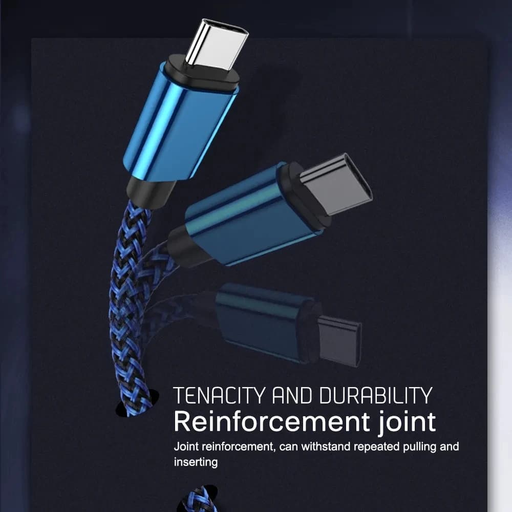 كابل شحن سريع يو اس بي نوع سي نايلون - متوافق مع ايفون واندرويد وهواوي وسامسونج، أطوال 2 متر و3 متر - 4